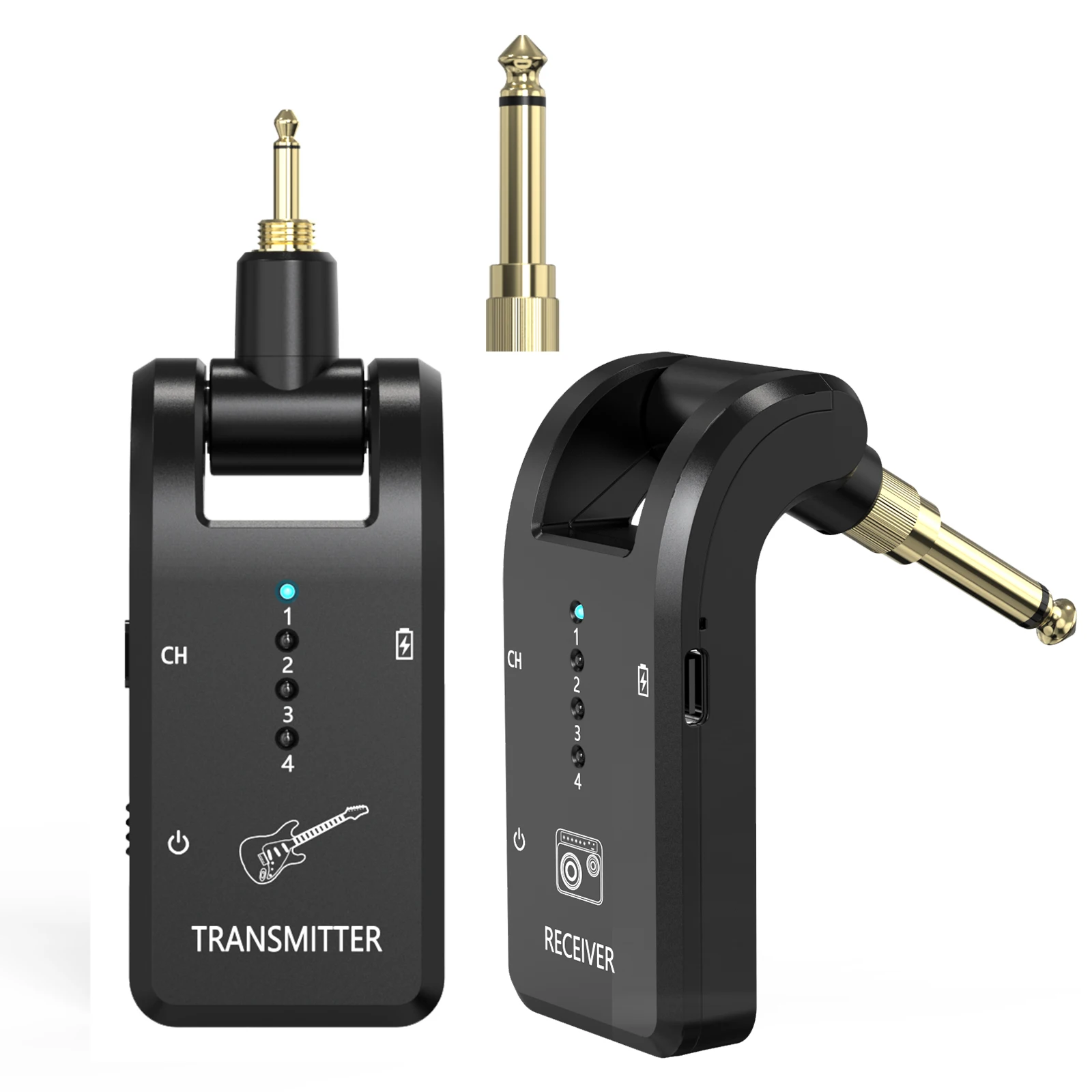 Wireless Guitar System 2.4 G with 8 Channels Rechargeable  3.5mm Plug Transmitter Receiver for Guitar Bass Electric Instruments