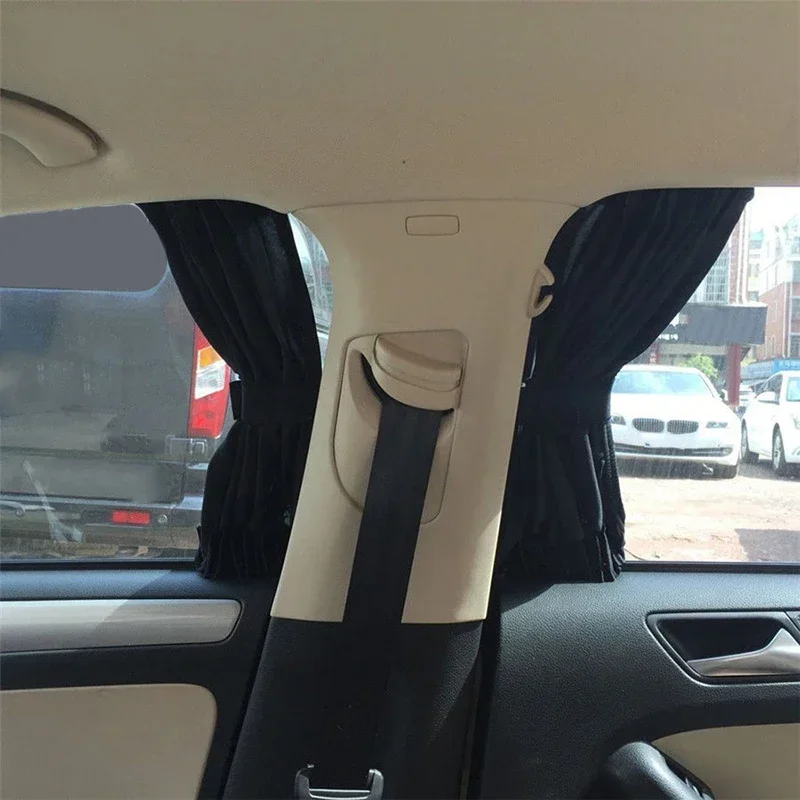 2Pcs Auto Car Curtains Front Rear Window Universal 50x39cm Adjustable Black Anti-UV Interior Accessories Sunlight Protection Set