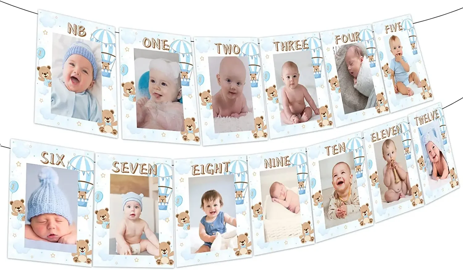 

Bear Theme 1st Birthday Decorations Bear Birthday Photo Banner for Newborn Monthly Photograph for Boy Girls Birthday Baby Shower