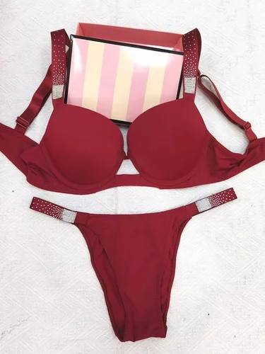 Conjunto de sujetador Sexy con diamantes de imitación para mujer, Bralette, ropa interior para niña, sujetador, Tanga a la moda, sujetadores, lencería, conjuntos de bragas
