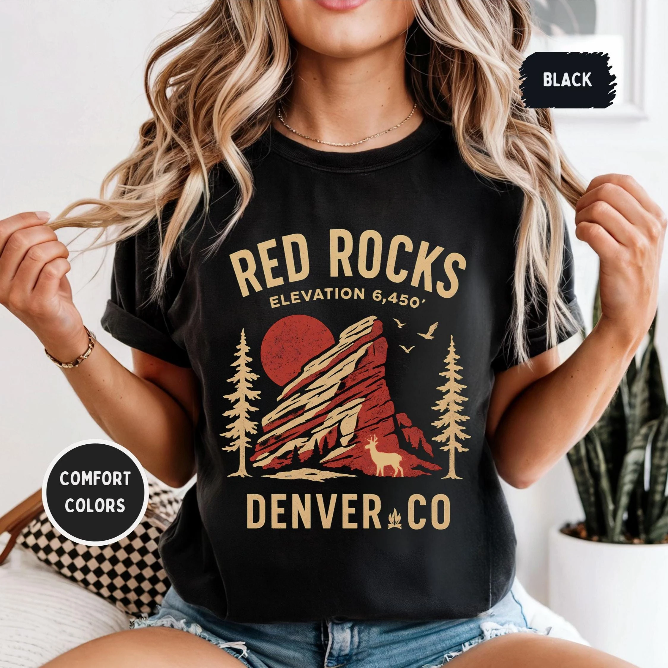 Red Rocks Denver Colorado T-shirt, Unisex Tee, Vintage Style Shirt, Mountain Graphic Tee, Outdoor Lover Gift
