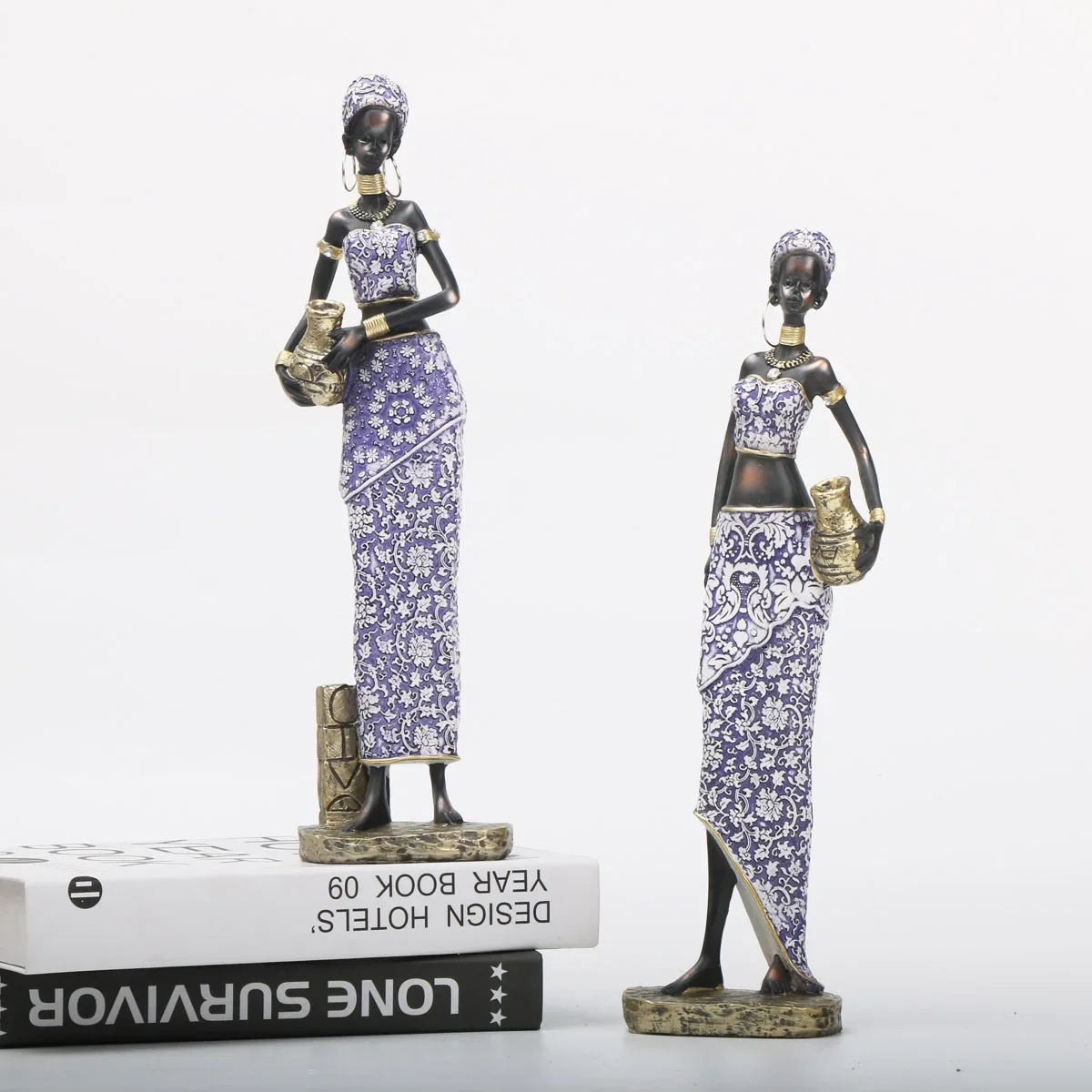 Resin Crafts Realistic Character Sculpture Black Africans Woman Art Girl Decorative Figurines Home Decoration Accessories
