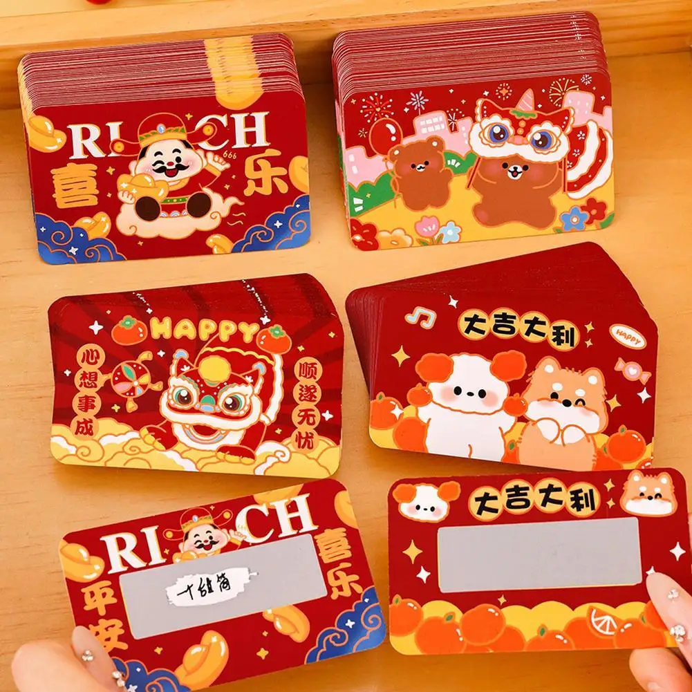 New Year Scratch Cards Christmas Cartoon Scratch Card DIY Lucky Scratch Reward Self-made Handwritten Lottery Sticker Kids Party