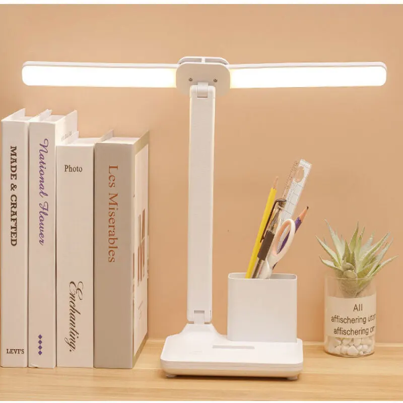 Double desk lamp dimming folding charging plug dual-use LED night light students and children dormitory reading bedside lamps