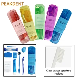 8pcs/set Orthodontic Care Kit Oral Cleaning Teeth Whitening Portable Ortho Toothbrush Interdental Brush Dental Floss Travel Tool