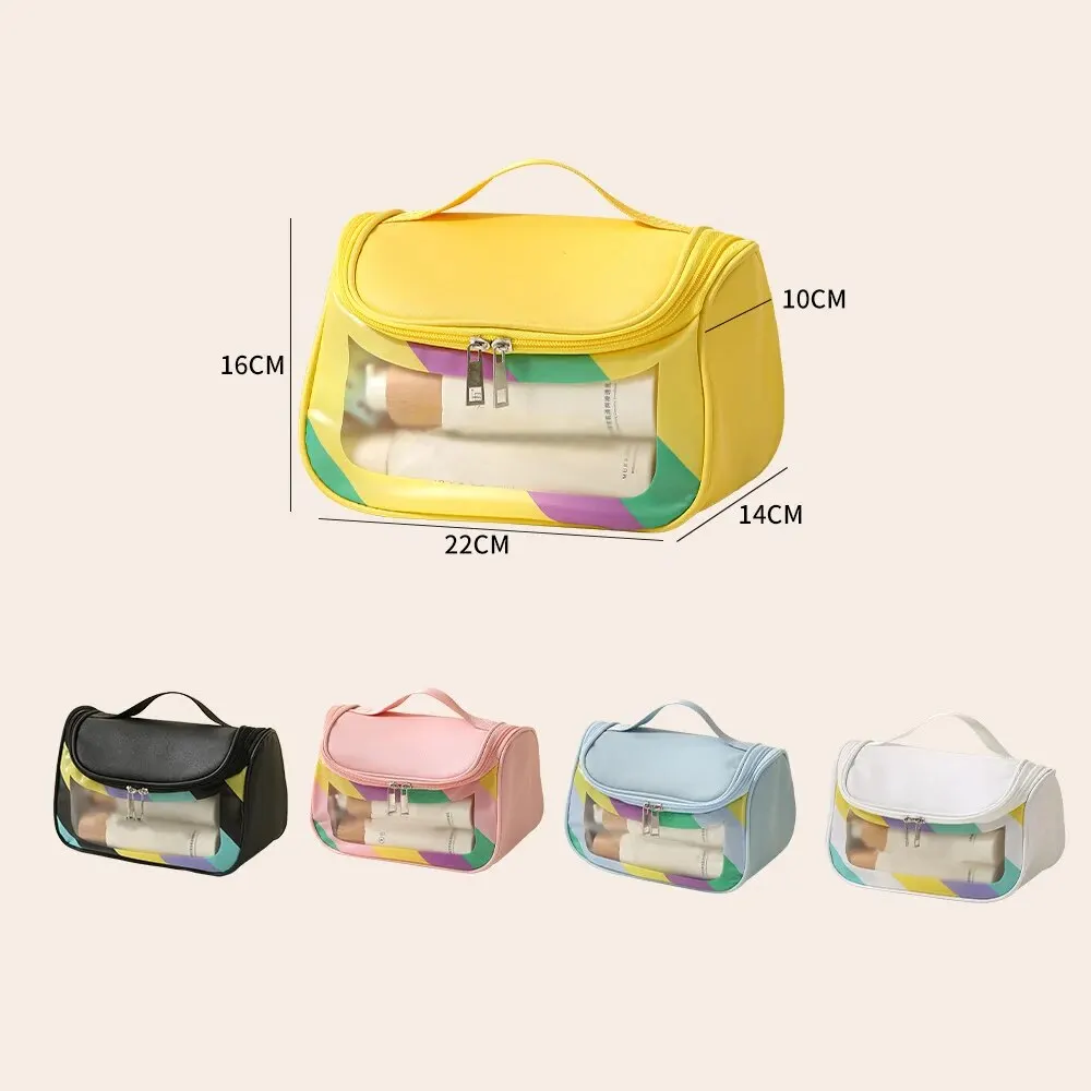 Makeup Storage Bag Multifunctional Travel Outdoor Makeup Bag PU Visible Colorful Waterproof Large Capacity Portable Bag