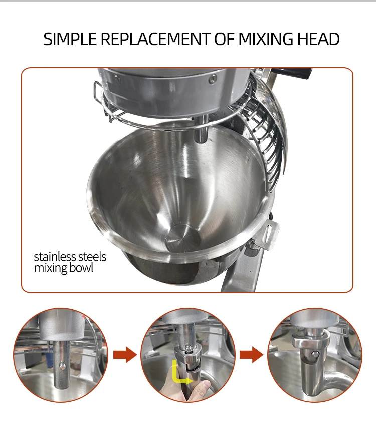 OEM 2023 Bakery Commercial Industrial  Food Grade Cake Dough Electric Mixer Stand Stainless Steel Bowl Dough Kneading Machine