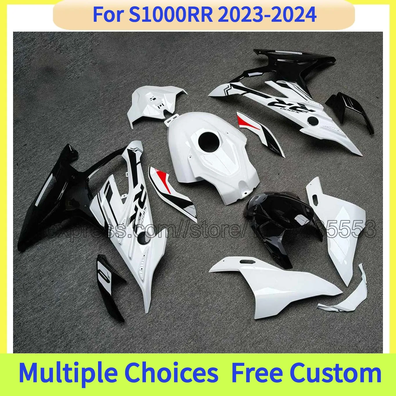 

Комплект окрашенных обтекателей для мотоцикла BMW S1000RR 2023-2024, литой из АБС-пластика, комплект обвеса | Черно-белый