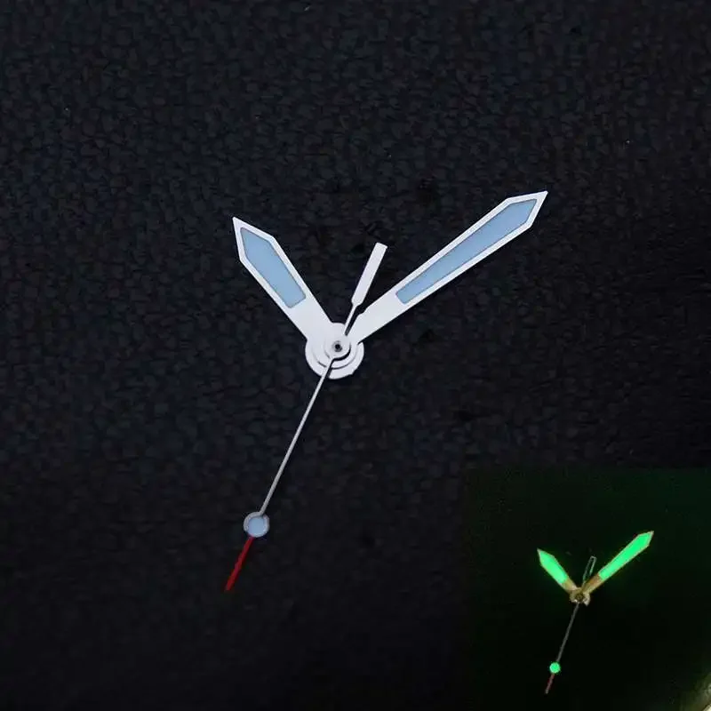 Silver Watch Hands Aviator Sword Watches Pointer Green Luminous Needle for ETA 2824 2836 PT5000 Movement