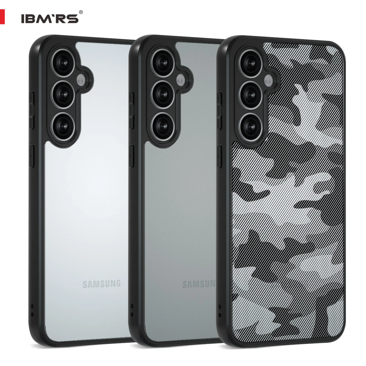 

IBMRS for Samsung Galaxy S23 FE Case,Camouflage Hard Back Soft edgesTransparent PC+TPC Shockproof Protective Cover Phone Case