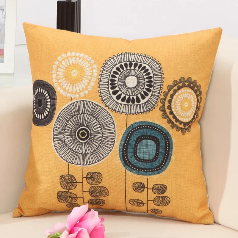 Fashion Cotton Linen Flower Pattern Throw Pillow Case Cushion Cover Seat Car Home Decor Sofa Bed Decorative Pillowcase Cojines