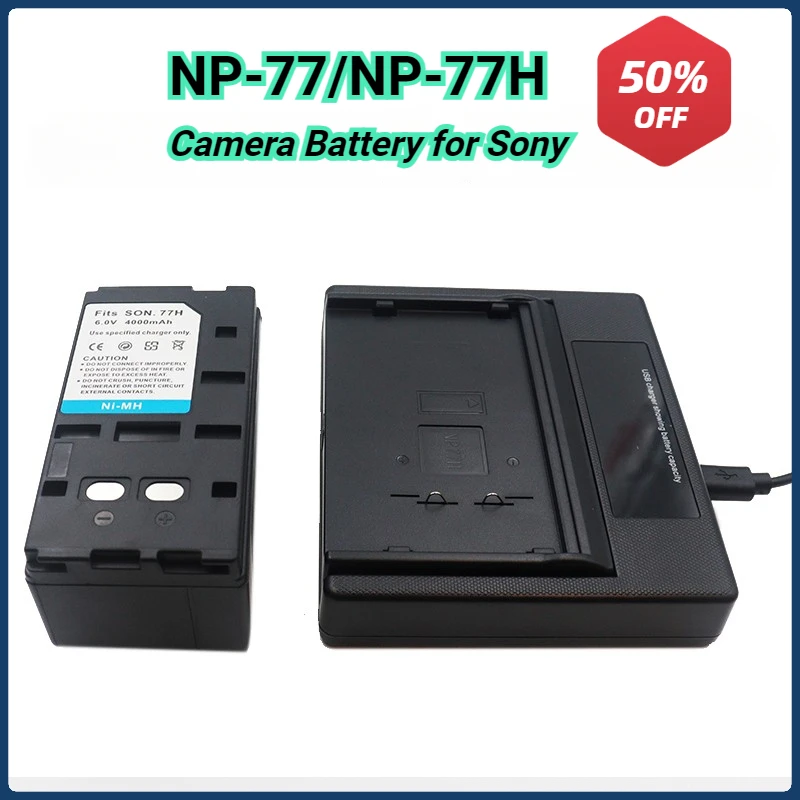 4000mAh NP-77H Replacement Ni-Mh Camera Battery for Sony NP-55 NP-66 NP-67 NP-68 NP-77 NP-77H NP-98 Charger Rechargeable Battery