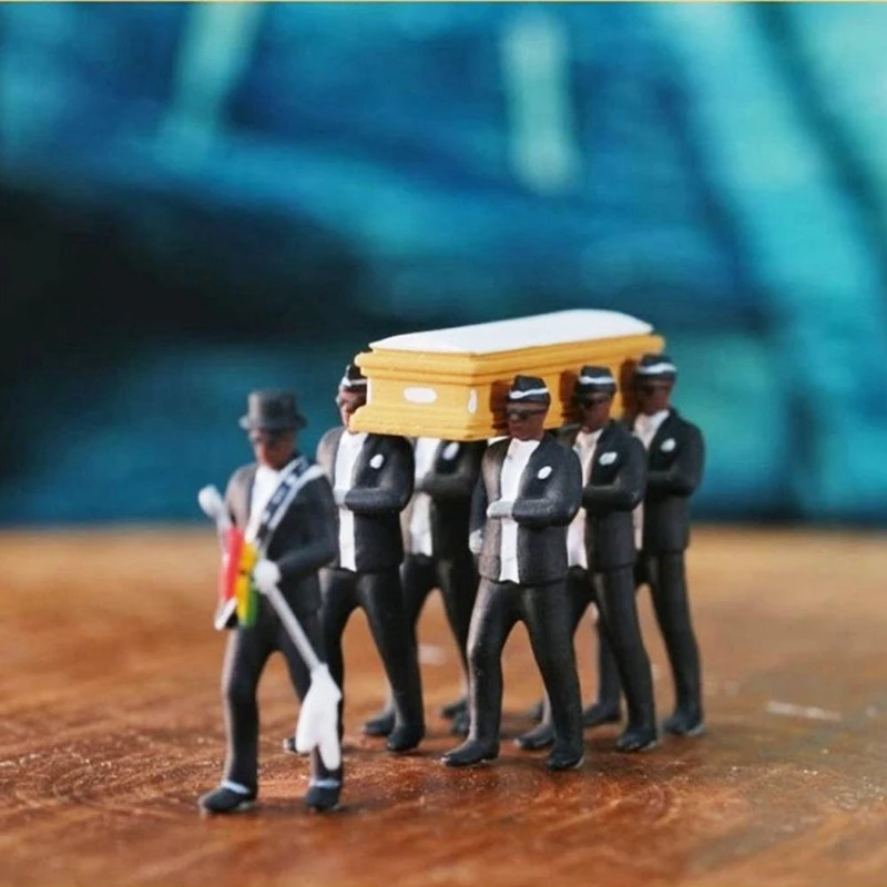 1:64 Action Figure Car Decor Ghana Funeral Coffin Dancing Pallbearer Team Model Exquisite Workmanship