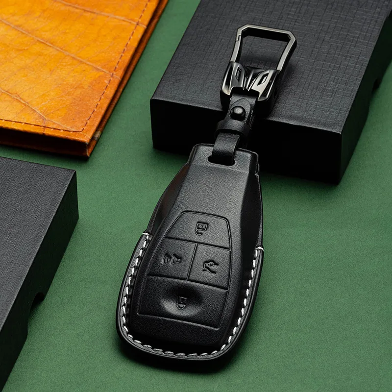 4 Button Smart Key Fob Cover Case Car Leather Keyring Protector for Baic Beijing X7 BJ40 PLUS EX5 EU5 EC5 BJ80 Keychain Shell