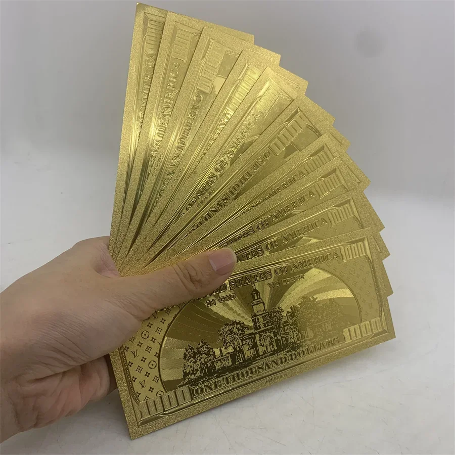 Customized Special Commemorative US 1000 dollars gold foiled plastic banknote USD 1000 Dollars notes home decoration