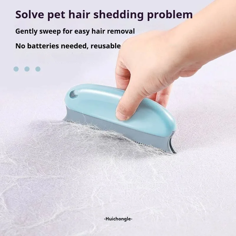 1Pc Cat & Dog Pet Hair Removal Brush, Gentle Bristle Grooming Tool with Durable Handle for Fur Cleaning on Furniture, Carpets