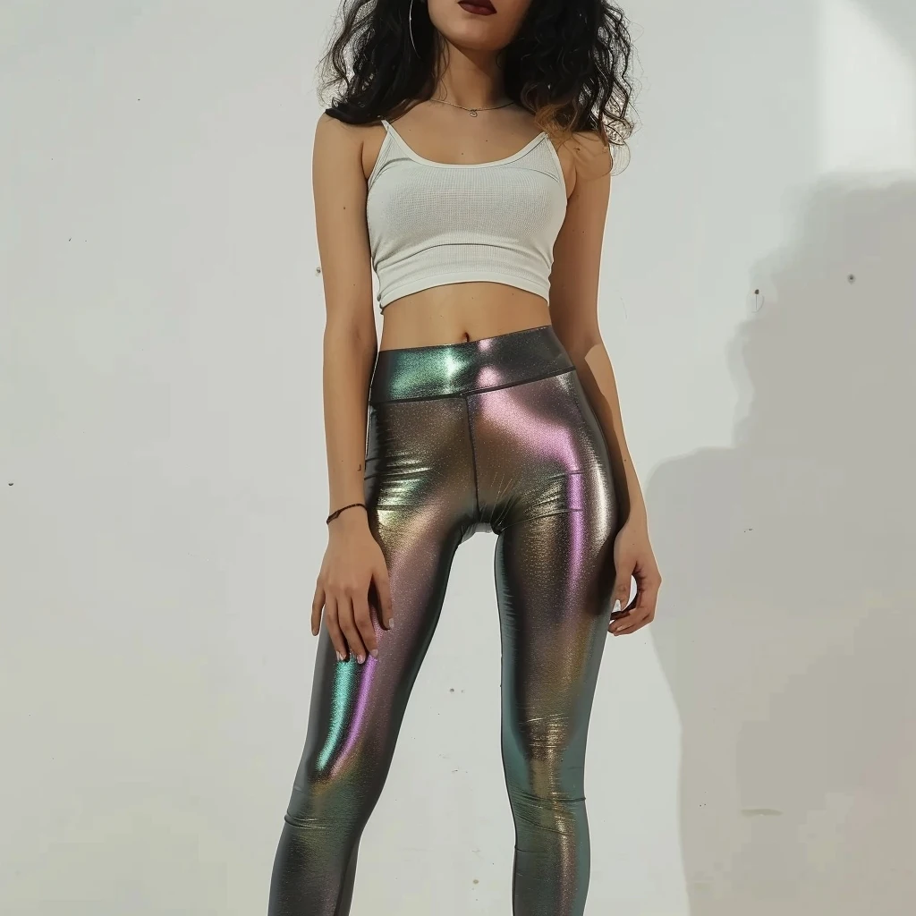 Leggings sexys de cintura alta para mujer, pantalones brillantes sin costuras, leggings brillantes para fiesta y club