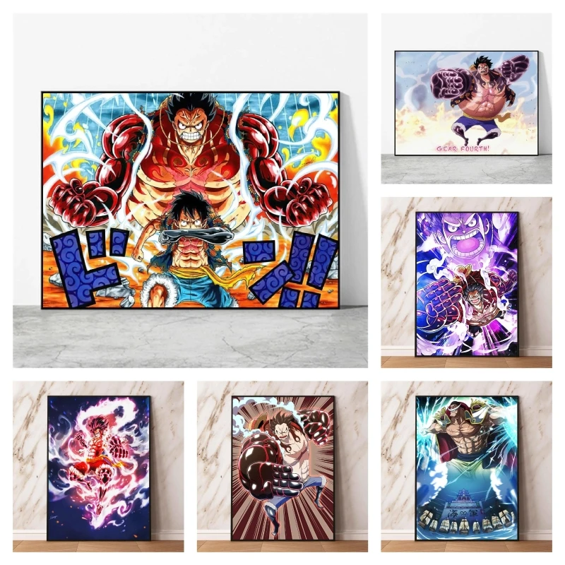 

Canvas Printing Posters One Piece Luffy Sun God High Quality Anime Decoration Painting Home Wall Aesthetic Decor Gifts Posters