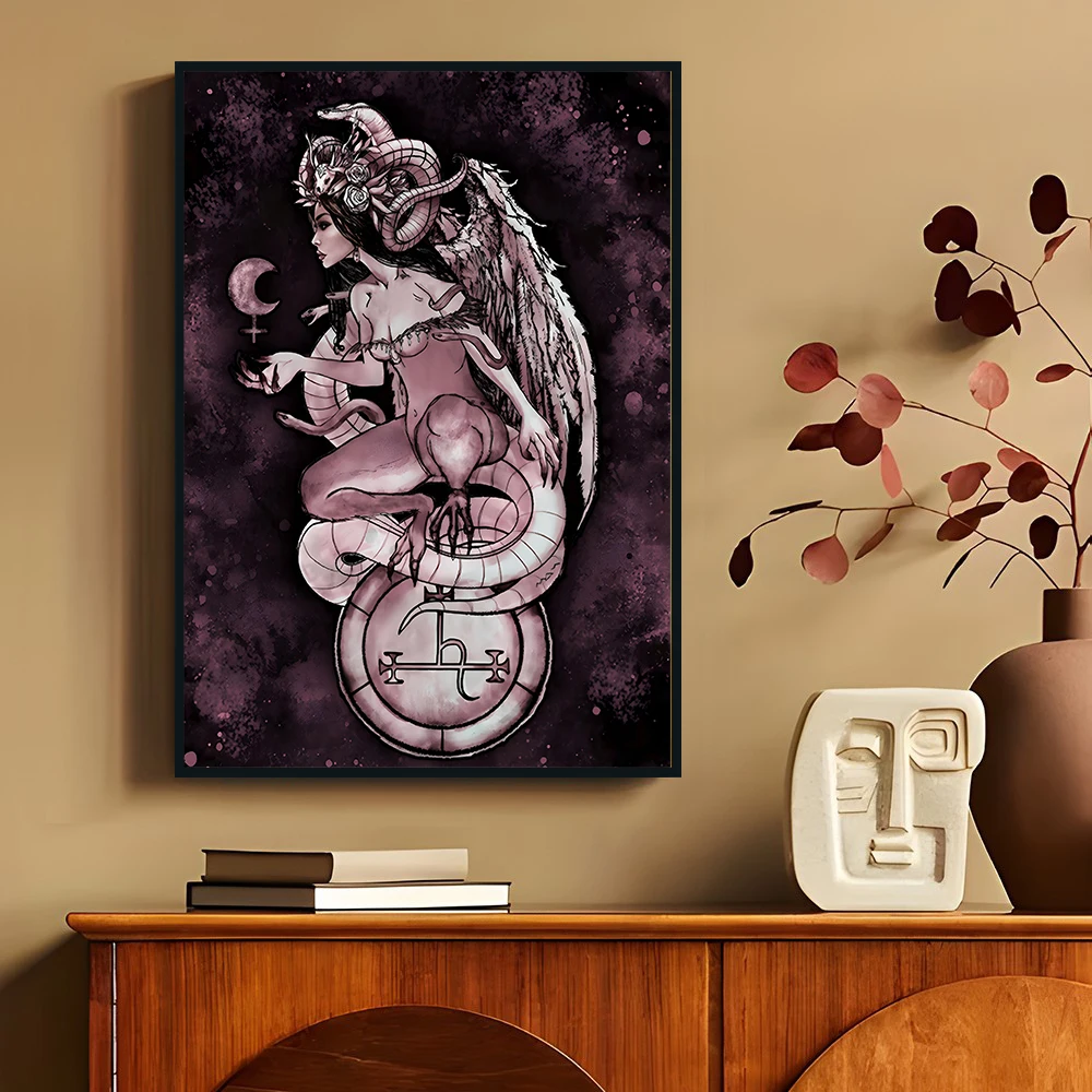 ليليث غامض أم الشياطين آلهة المشارك حديقة عدن يطبع آلهة الظلام السحر الفن اللوحة لديكور جدران المنزل