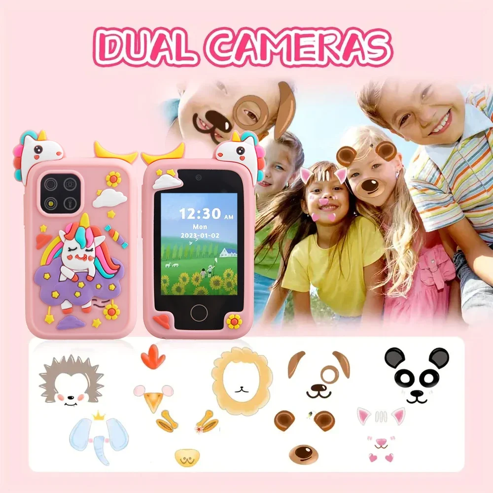 Smartfon dla dzieci 2025, zabawki edukacyjne, mobil dla niemowląt, MP3, alarm, książeczka z opowiadaniami, podwójny aparat, dla dziewczynek i chłopców, najlepszy prezent na urodziny i Boże Narodzenie.