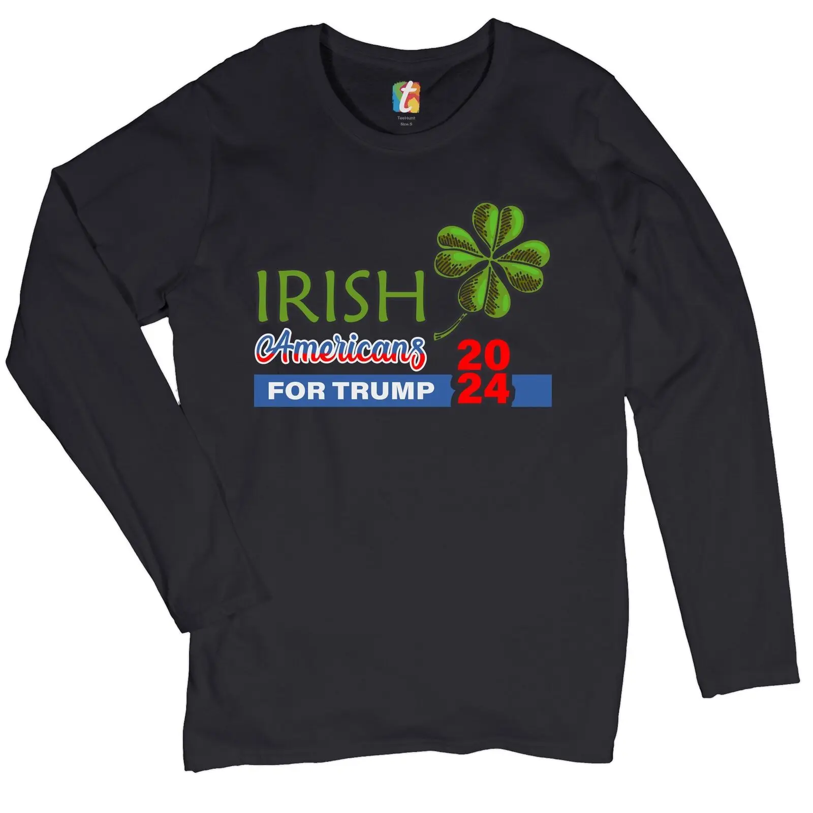 

Irish Americans for Trump Women's Long Sleeve T-shirt Donald Trump 2024 Clover