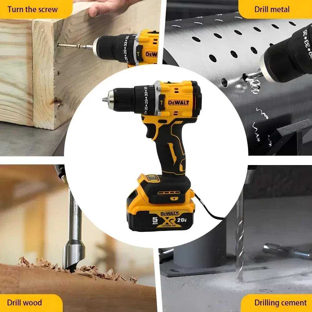 Dewalt-Perceuse à percussion sans fil DCD800, tournevis électrique sans balais, outil électrique au lithium pour Dewalt, batterie 20V, 2000 tr/min, 1/2 po