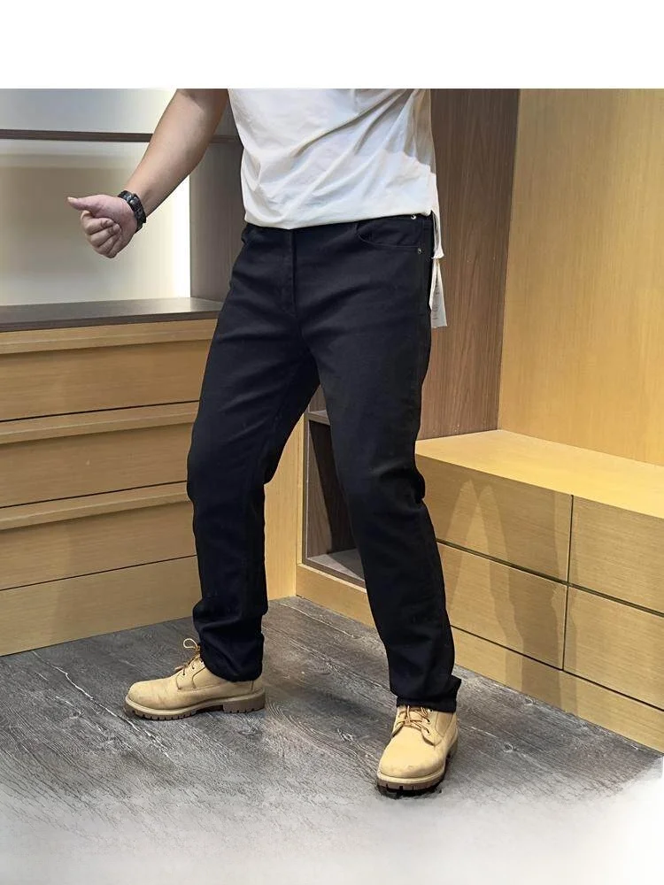 

Busin Casual Men's Straight Leg Jeans ing Bla Calf Series Wood Giant 4K9 Stretchy Comfortable mid Waist Long Trousers