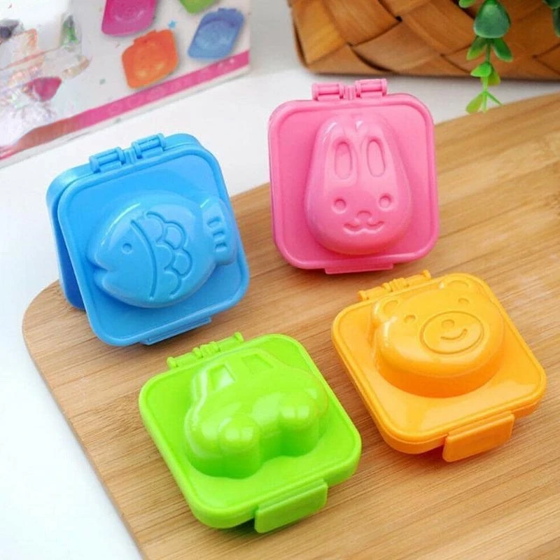 6Pcs/set Cartoon Rice Ball Mold Boiled Egg Mold Bento Maker Sushi Tools Kitchen Gadgets Random Color