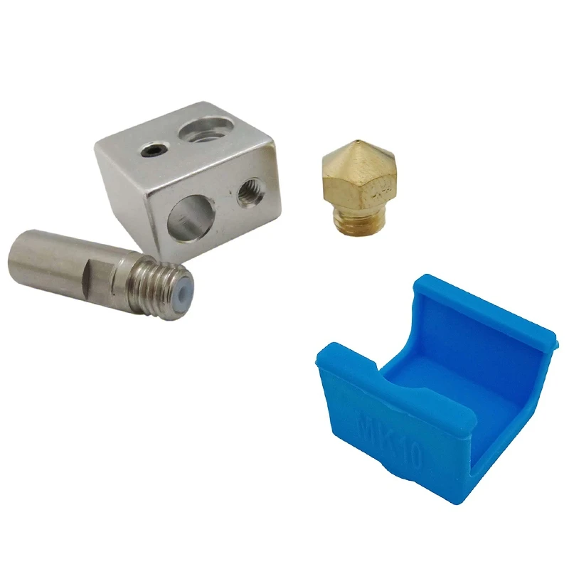 Kit Hotend MK10 para impresora 3D Boquilla y garganta de latón M7 con tubo de PTFE y bloque calentador de aluminio