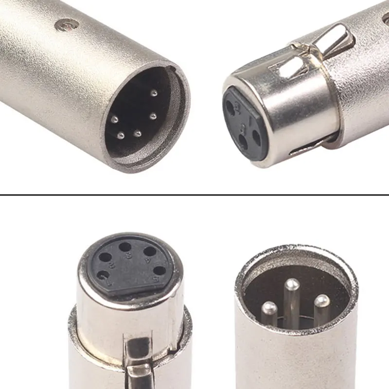 3 دبوس XLR إلى 5 دبوس DMX أنثى معدنية محول محول الصوت ل المرحلة كابل إضاءة محول ميكروفون موصل الصوت