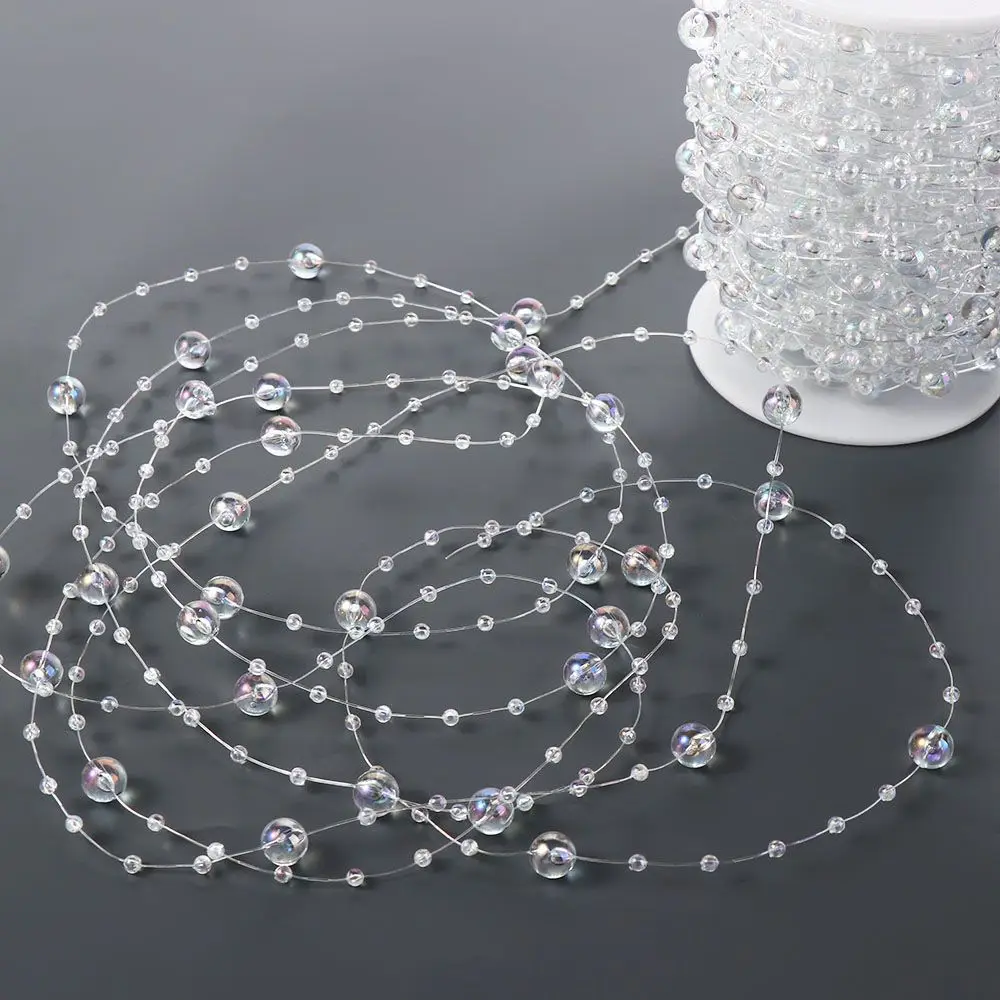 

DIY Irregular Fishing Line Pearls Multipurpose 30M Pearls String Artificial Pearl Beads Chain Wedding Party Decoration