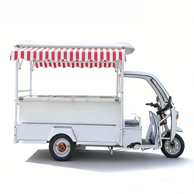Factory Direct 3 Wheeler Mobile Food Trailer 3x2 Powerful Refrigerated Cream Truck Electric Tricycle for Street Vending
