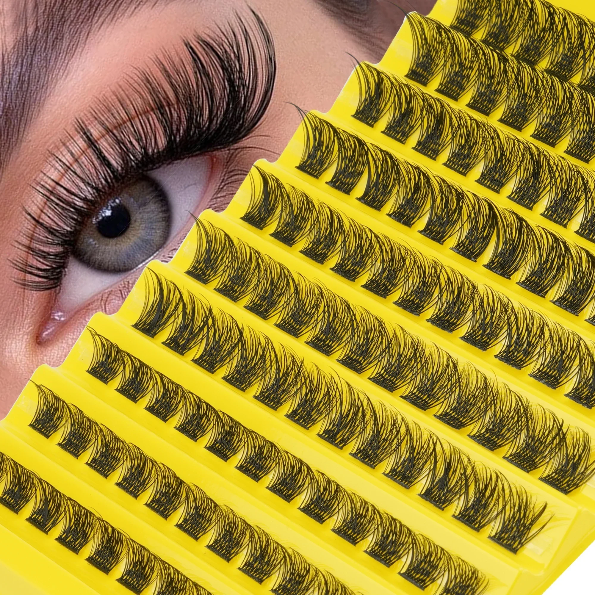 10 Rows Individual Cluster Lashes 8-16mm Mixed Length Fluffy Soft Lightweight Reusable DIY Eyelash Extensions For Beginners