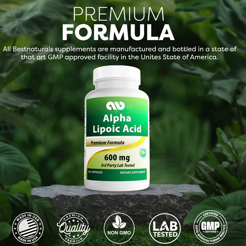 Alpha lipoic acid 600mg 60 capsules - ALA powerful antioxidant - sugar free, milk free, corn free, soy free,