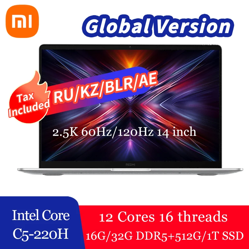 Xiaomi Redmi Book 14 2025 ordinateur portable processeur Intel Core 5 220H 2.5K 120Hz 14 "ordinateur portable 16G/32G DDR5 + 512G/1T SSD Ultrabook de bureau