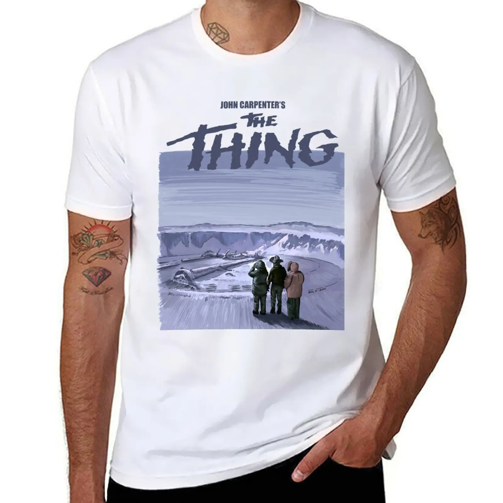 

John Carpenter's The Thing Illustration with Title by Burro T-Shirt essential t shirt g man t shirts for men T-Shirt