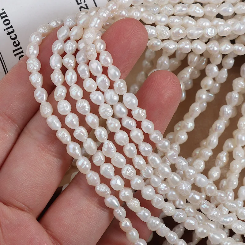 

4mm Baroque Pearl Irregularly Shaped Natural Freshwater Pearl Semi-finished Beads for Jewelry Making DIY Necklace Accessories