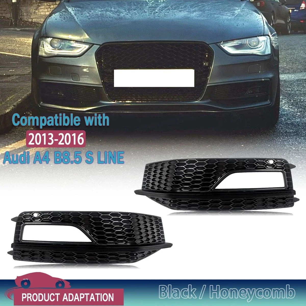 For Audi A4 B8 S-Line S4 2012 2013 2014 2015 8K0807681P 8K0807682P Pair Black/Chrome Front Bumper Lower Fog Light Grill Grille