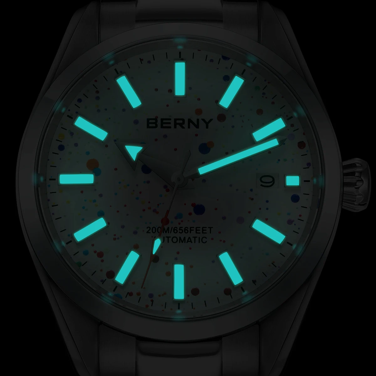 BERNY 20ATM Mechanical Men Watch Sapphire AR Date Day Fashion Marble Dial Men Wristwatch Supper Luminous Swimming Men Watches