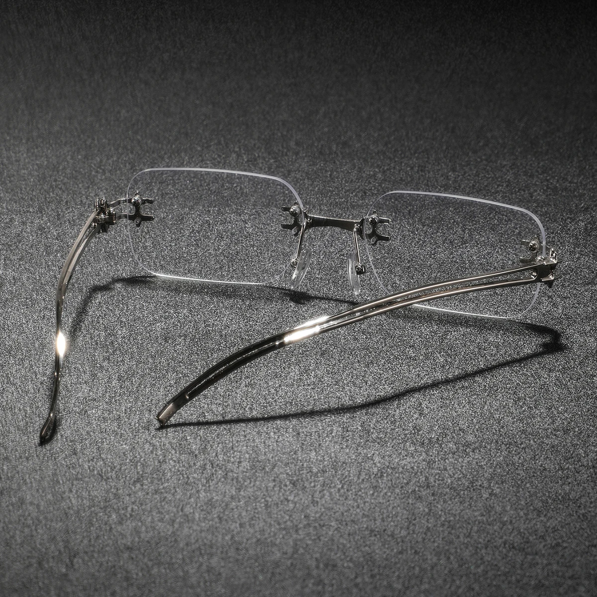 1. メンズ用、金属製のくり抜き加工が施された、シルバーのフ - Men'S Fashion Non Prescription Glasses のレビューと価格