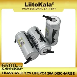 LiitoKala LII-65S 3.2V 32700 6500mAh LiFePO4 Battery 35A Continuous Discharge Maximum 55A High power Batteries+DIY Nickel sheets