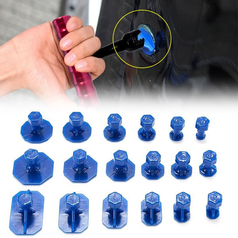 

18Pcs Car Dent Repair Tabs Professional Car Dent Repair Tool Kit Automotive Body Suction Cup Adhesive Blue Glue Dent Maintenance