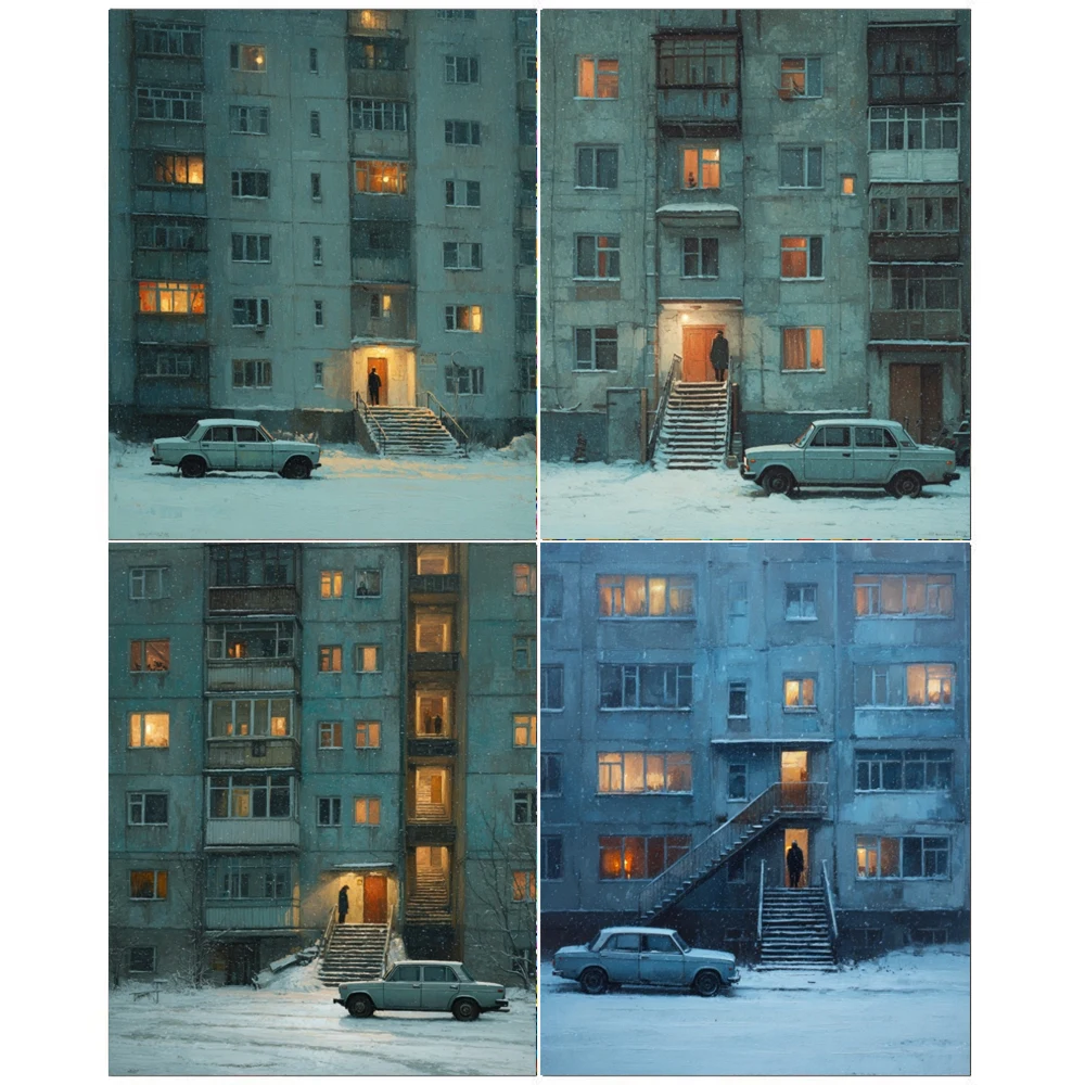 

Ручная роспись снежное здание картина по номерам набор DIY акриловая картина холст искусство подарок дом