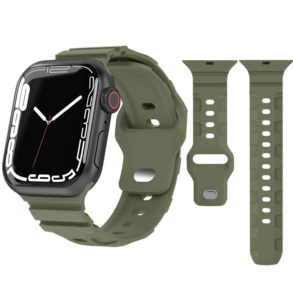 Силиконовый ремешок для Apple Watch Ultra 49 мм 45 44 42 41 40 38 мм Спортивный ремень для iWatch Series 9 8 7 6 5 4 3 SE Correa