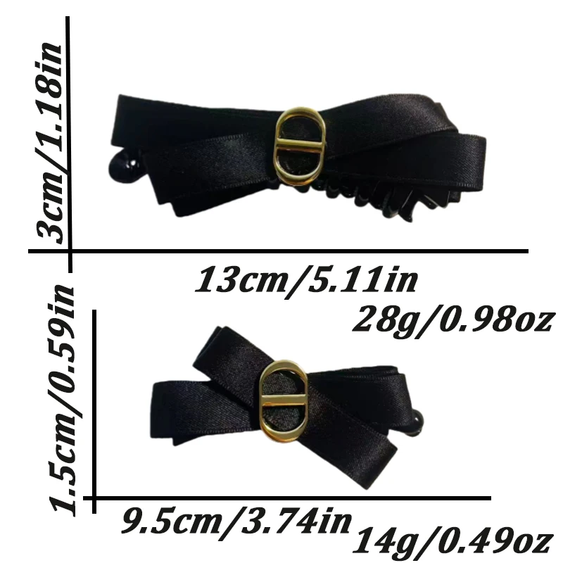 1/2pcs Elegant Black Fabric Bow Banana Clip for Woman Korean Style Ponytail Clip Fashion Girl's Hairpin Hair Accessories