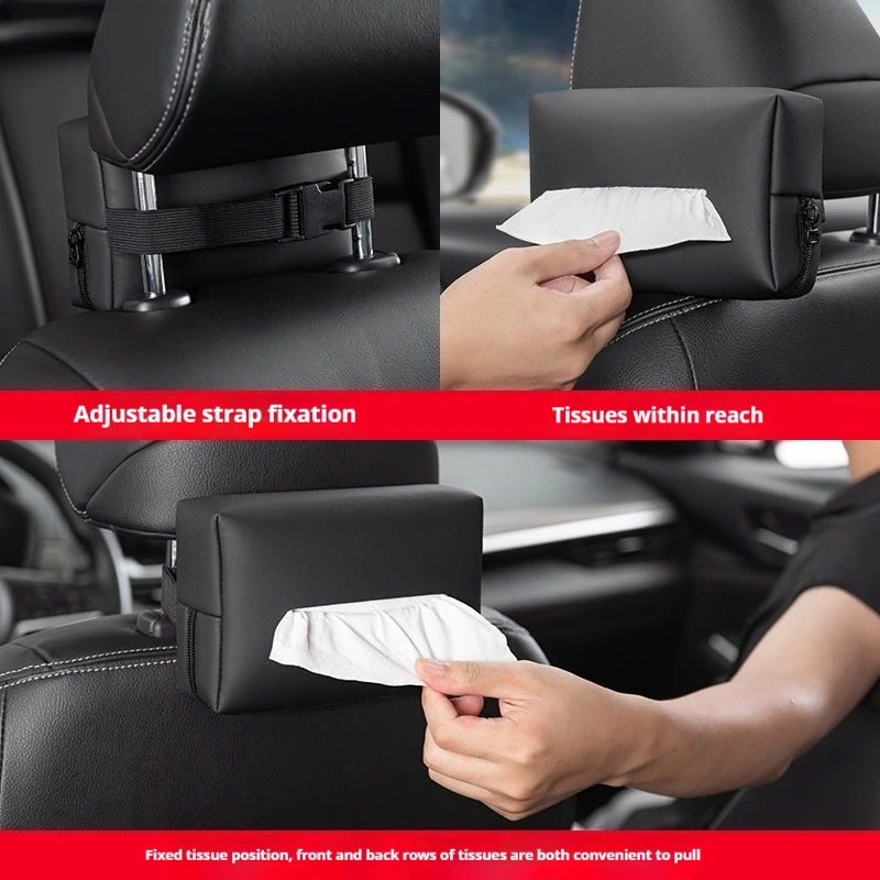 Car Interior Tissue Box Portable Car Tissue Storage Bag Minimalist Armrest Box Tissue Holder Drawstring Paper Bag