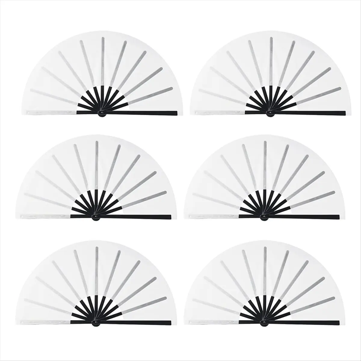 New 6 Pcs Sublimation Fan Blanks White Polyester Sublimation Blank Hand Fan DIY Fans Heat Transfer Printing for Dancing