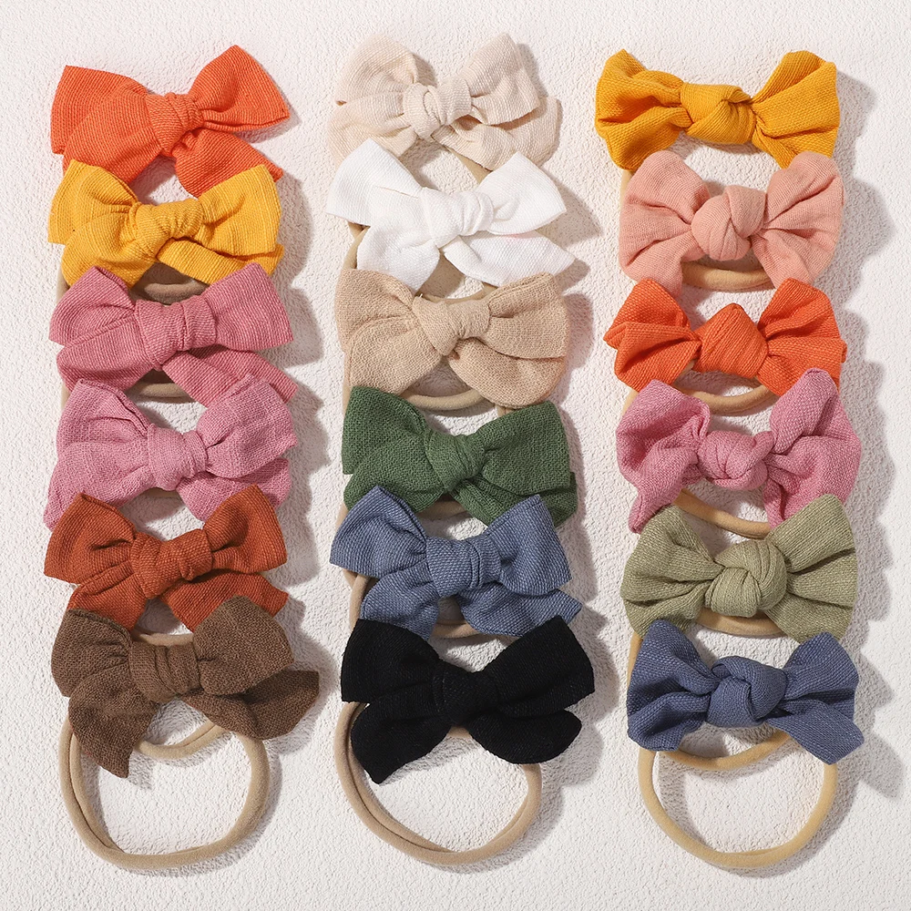

10PCS Random color Bowknot Headband for Baby Solid Casual Nylon Headscarf Wearing Headwear Little Girls Pretty Hair Accessories