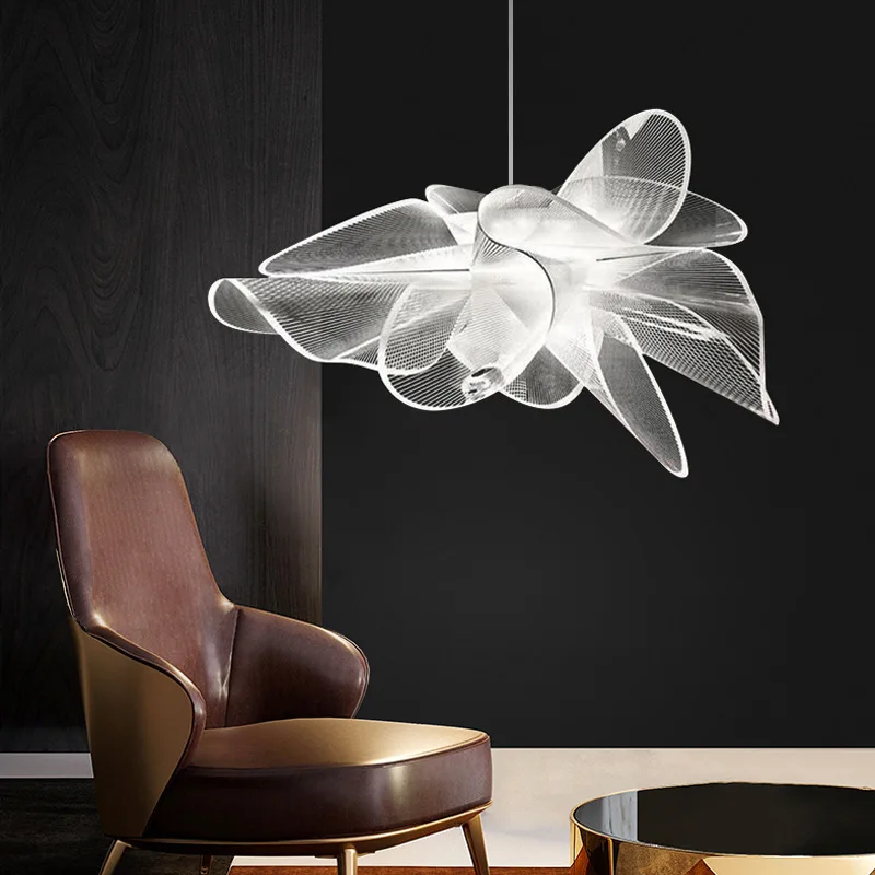 Nordic Flower Pendant Lamp Postmodern Simple Designer Living Room Bedroom Hotels Homestays Creative LED Restaurant Chandelier