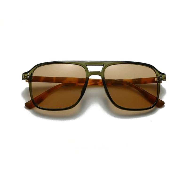 Vintage INS Fashion Double Bridges Oversized Square Rivets Women Sunglasses Retro Men Gradient Shades UV400 Travel Sun Glasses image 2